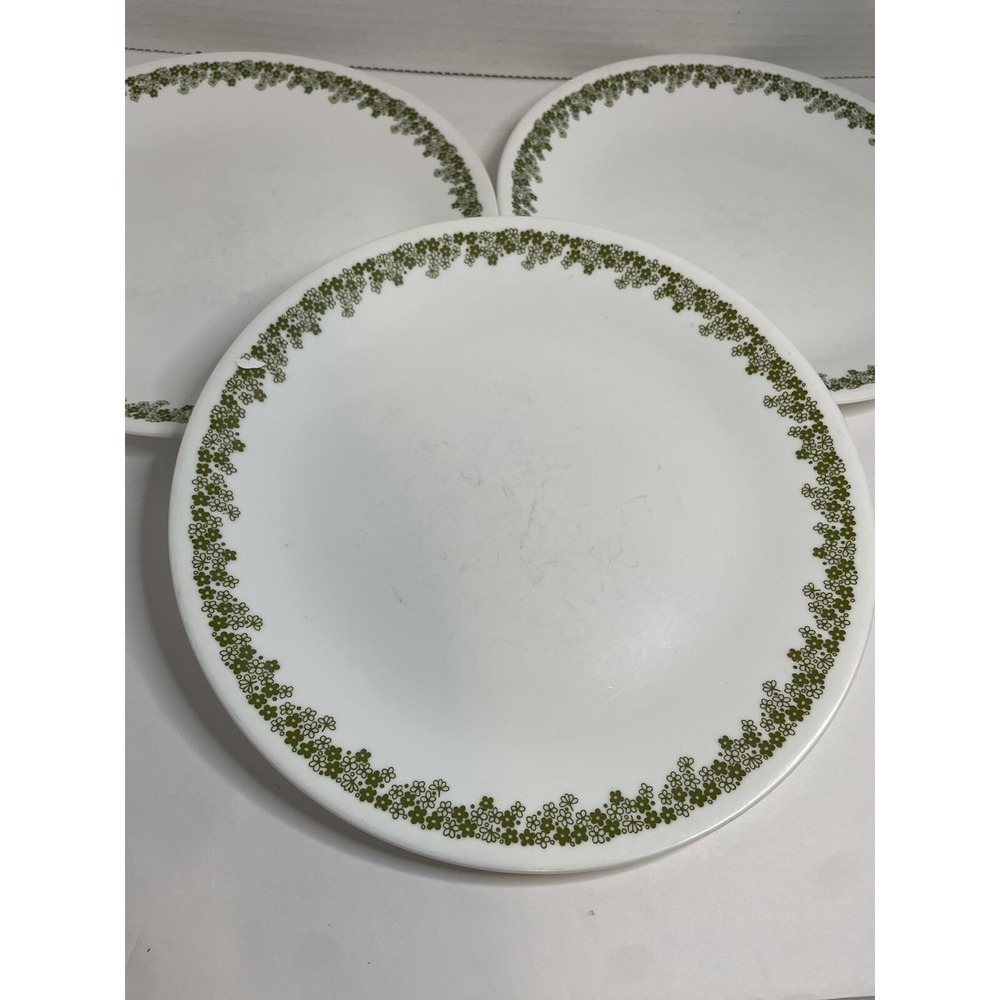 Vintage Corelle Spring Blossom Crazy Daisy Dinner  Plates 10" Green Lot Of 3 - Picture 2 of 7